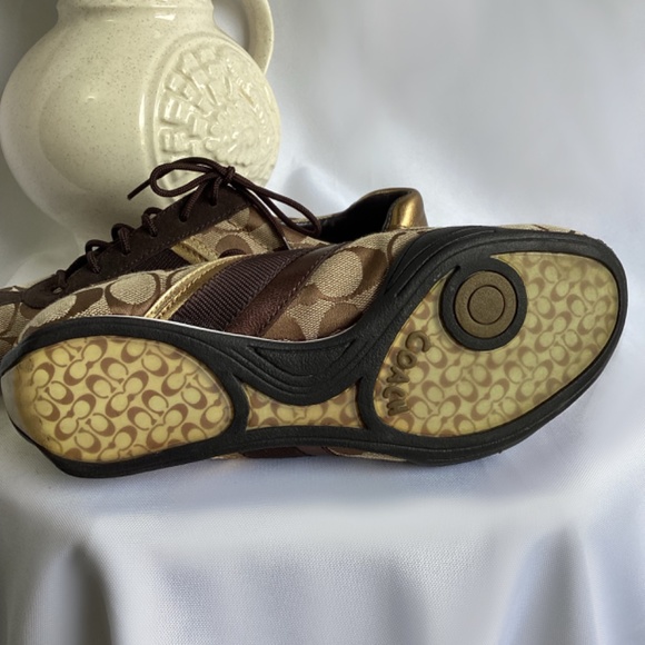Coach Jayme Q582 Signature Khaki/Chestnut C125 Runner - Picture 3 of 6